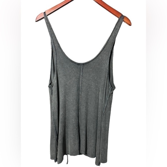 We the Free Scarlett Tie Front Hi Lo Tank Top Black Acid Wash Womens Size Medium - Picture 7 of 16